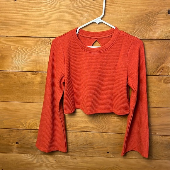 BAND OF THE FREE BOG women’s Alize Rust Long‎ Sleeve Cropped Sweater Sm ribbed - Picture 1 of 8
